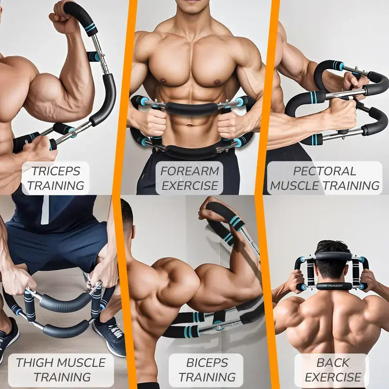 Nauetes U-shaped adjustable arm trainer by Fitness Essentials for men, portable spring resistance fitness equipment for chest and shoulder workout.