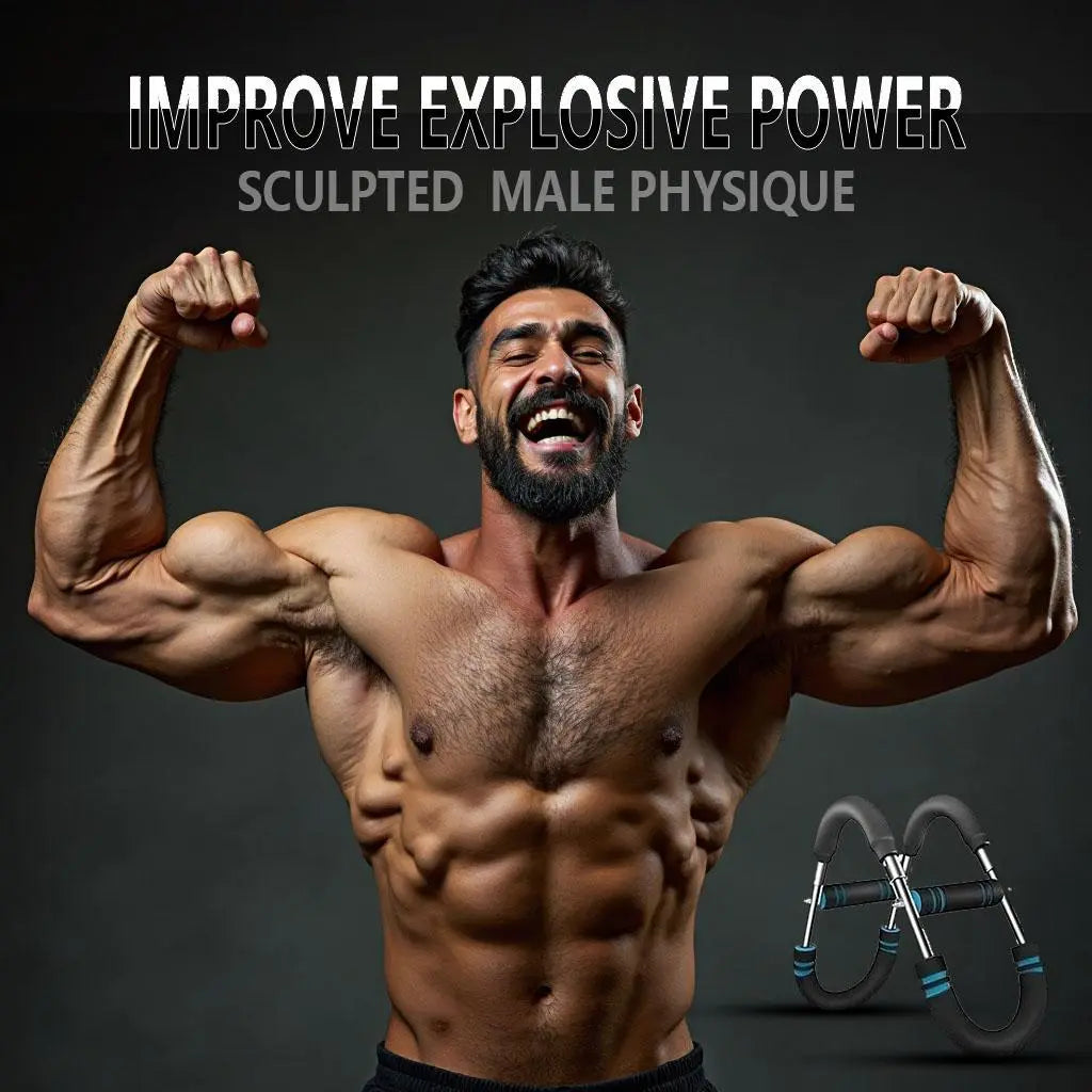 Fitness Essentials Nauetes U-Shaped Adjustable Arm Trainer for men, portable spring resistance fitness equipment for chest and shoulder muscles.