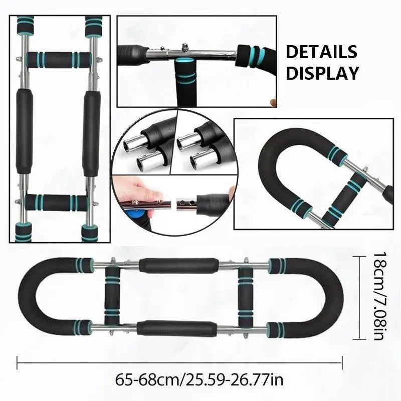 Nauetes U-Shaped Adjustable Arm Trainer by Fitness Essentials for chest and shoulder muscle strength training at home.