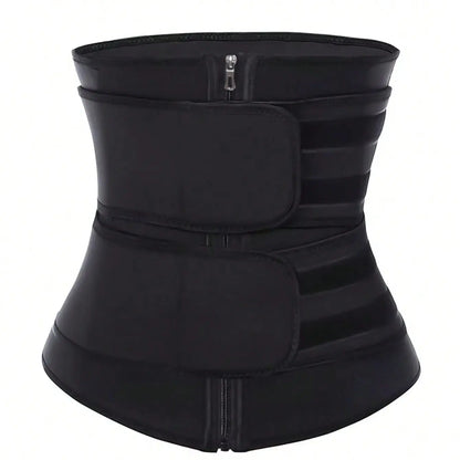 Black women's sport waist belt from Fitness Essentials, belly control trainer for yoga, running, and abdominal support.