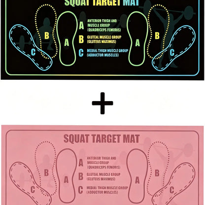 Fitness Essentials black squat mat with foot position for non-slip support during squats and leg exercises, 30x13.8 inches.
