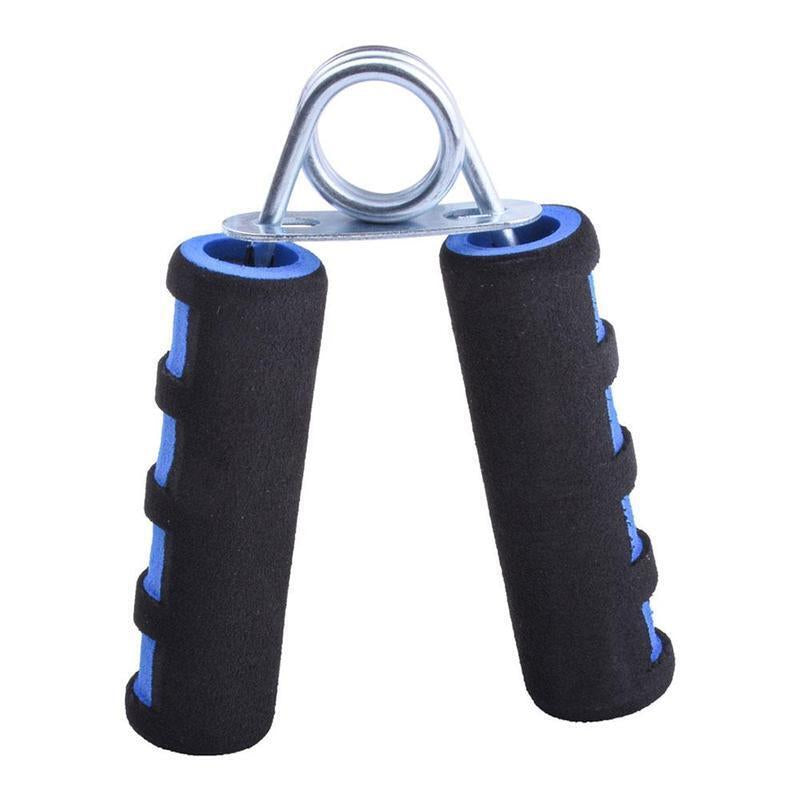 Set of three blue hand grip strength trainers by Fitness Essentials for grip and forearm exercise, durable and easy to use.