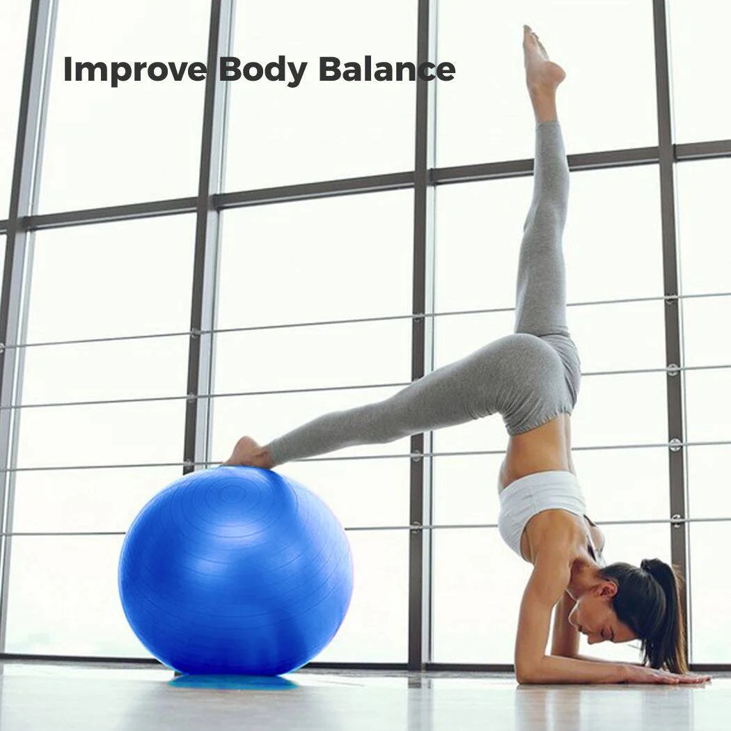 Fitness Essentials cardio drumming set with blue balance ball, pump, and 3.2oz sticks for aerobics, Pilates, yoga, and pregnancy exercises.