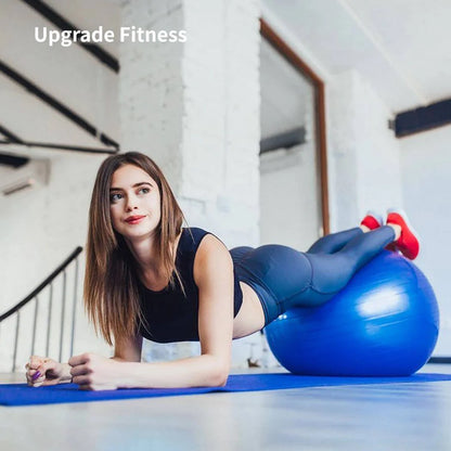 Fitness Essentials cardio drumming set with blue stability ball, pump, and 3.2oz sticks for workouts, Pilates, yoga, and pregnancy exercises.
