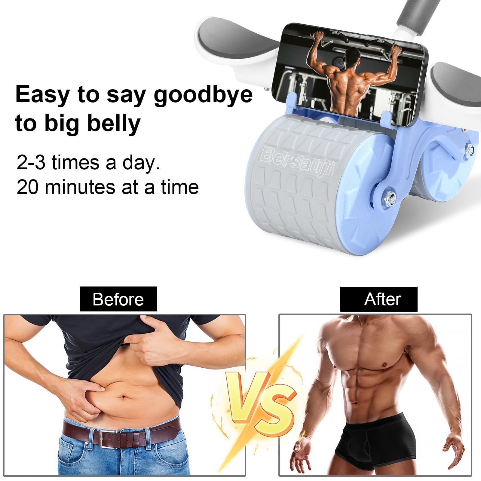 Blue Fitness Essentials Ab Roller with Timer for core strengthening and developing a six-pack