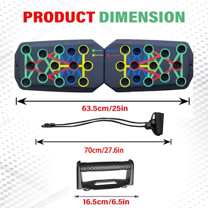 Fitness Essentials portable multifunctional push-up board set for chest, arms, abdomen, and back training with jump rope.