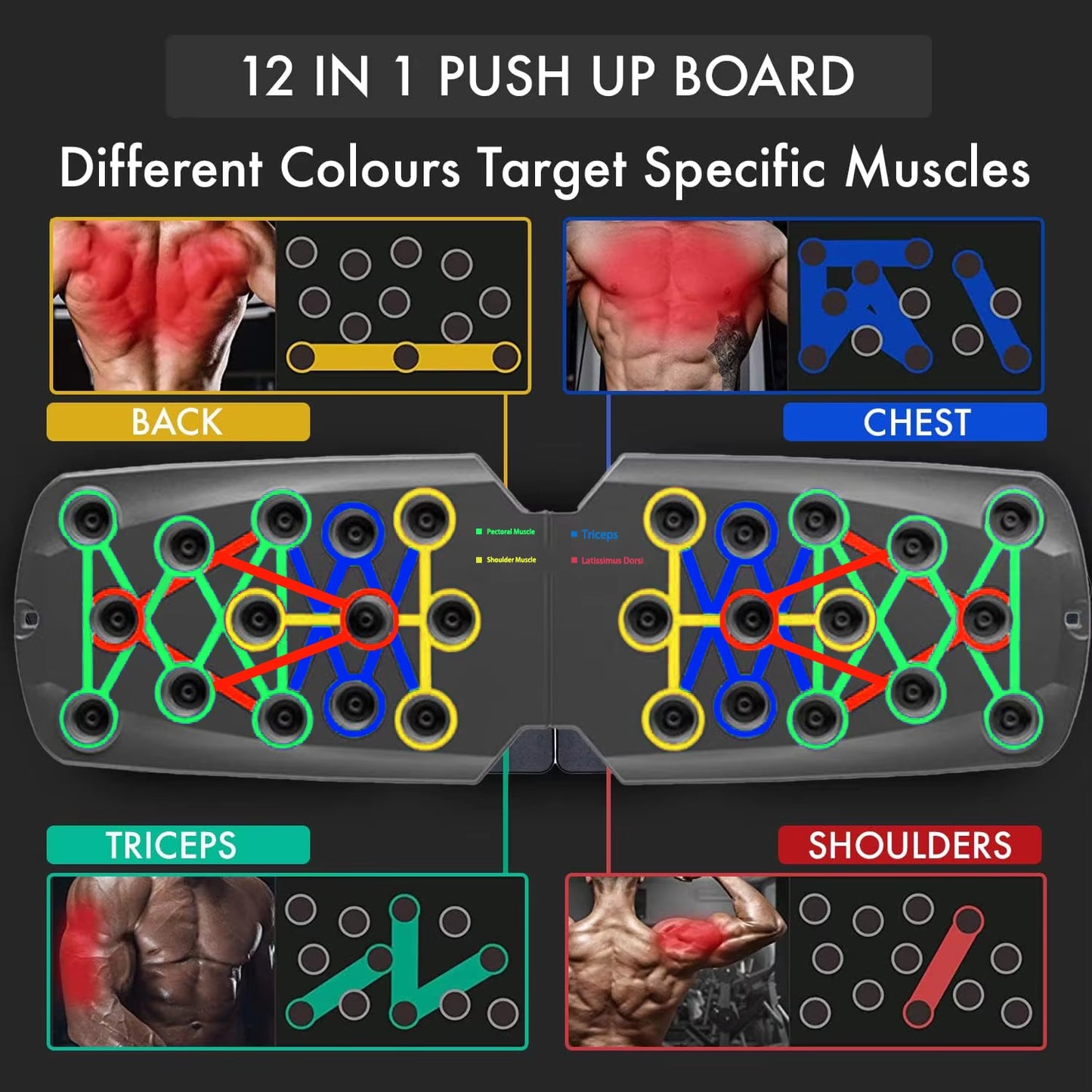 Portable Fitness Essentials multifunctional push-up board set with jump rope for chest, arm, abdomen, and back training.