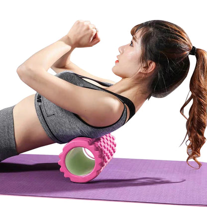 Fitness Essentials 26/33cm yoga foam roller for Pilates, back massage, muscle release, and body relaxation exercises.