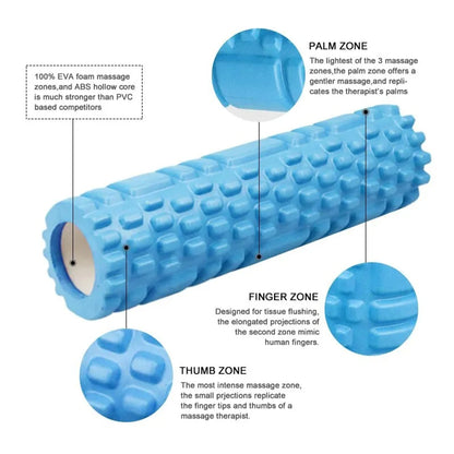 Fitness Essentials yoga foam roller, 26/33cm Pilates back massager for muscle release and body relaxation during workouts.