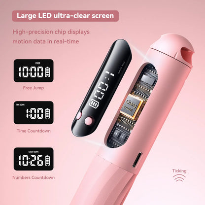 Pink CHANGENOW cordless jump rope with large LED display, high-precision chip, and cordless ball for home fitness workouts.