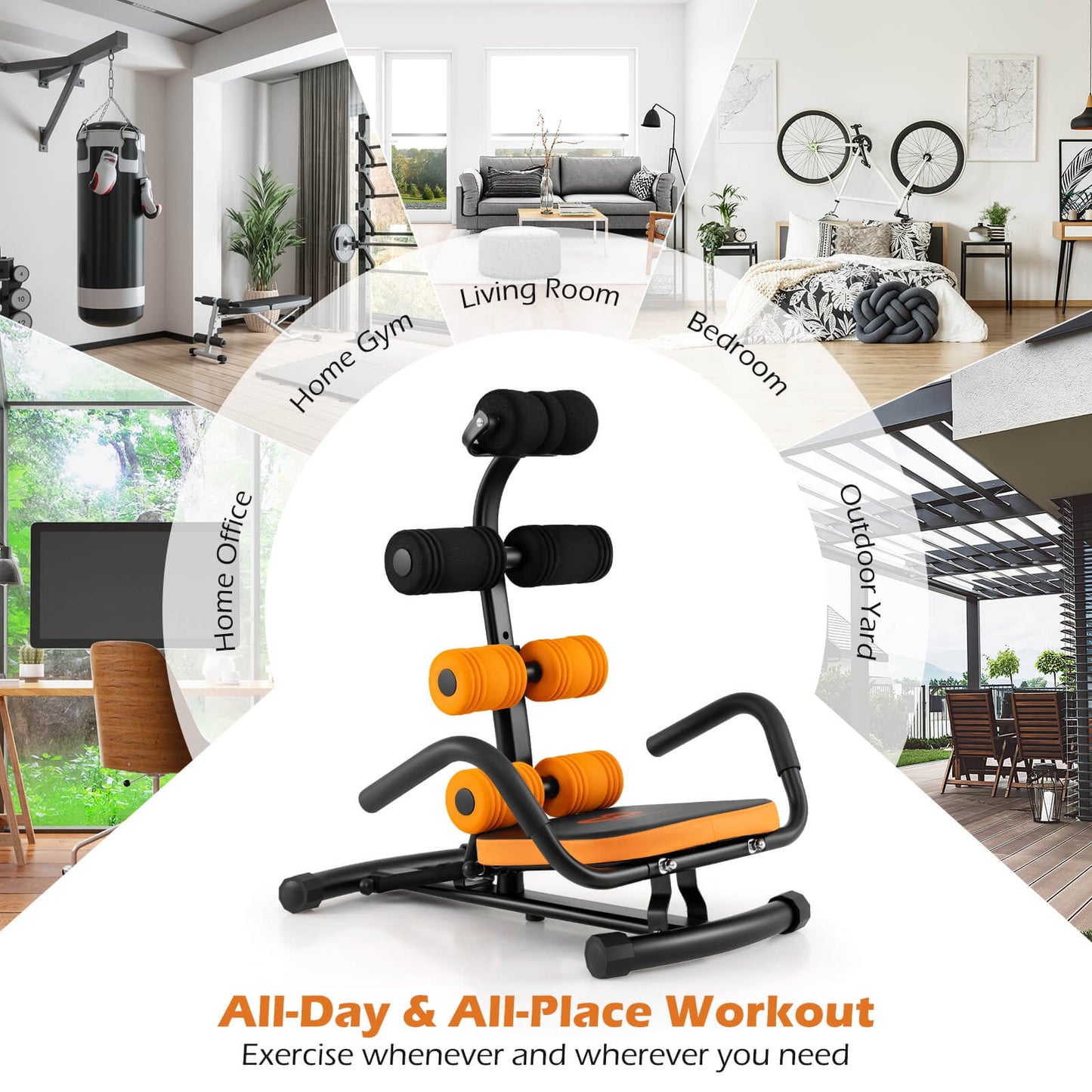 Fitness Essentials core ab trainer bench with abdominal stomach exerciser for workout and gym fitness routines.