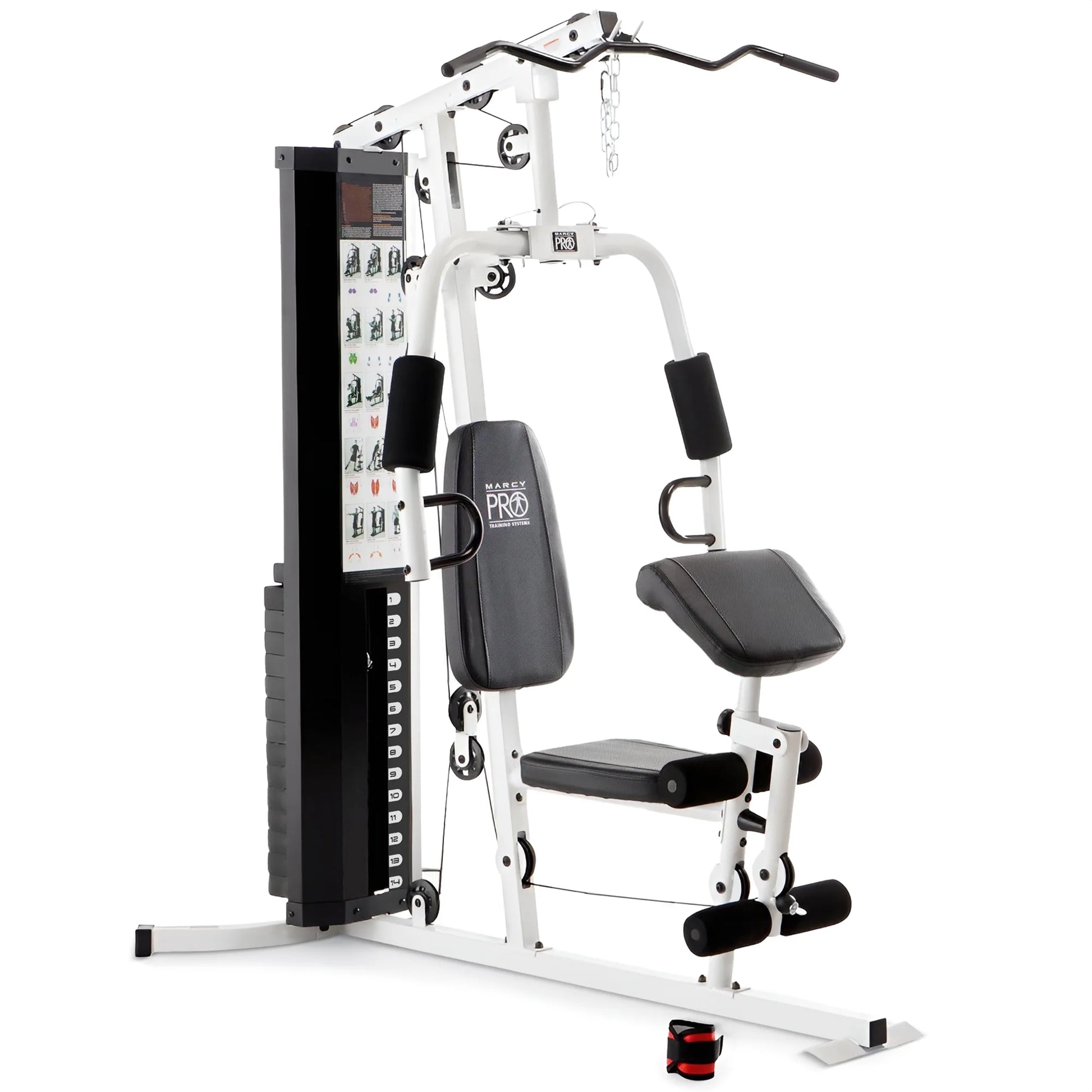 Fitness Essentials home gym workout station with weights for full-body training and strength exercises.