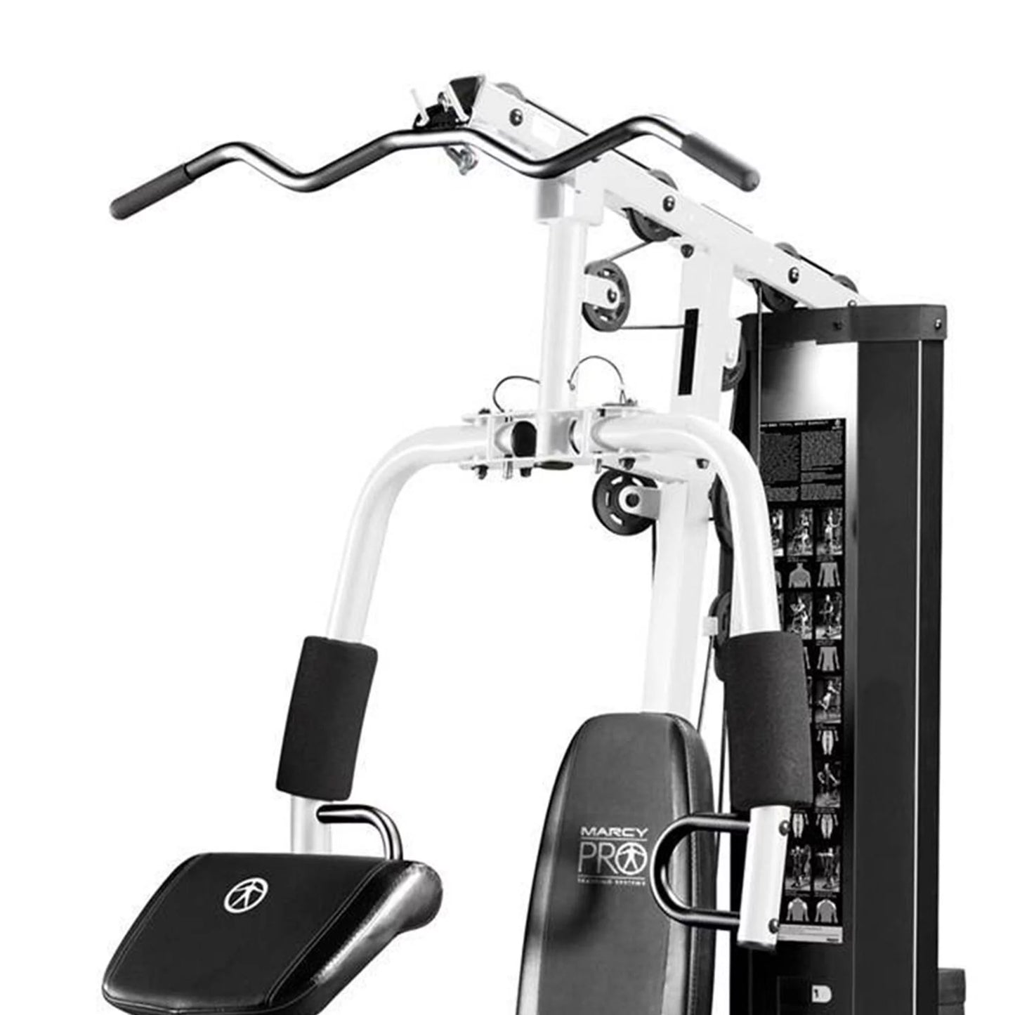 Fitness Essentials home gym workout station with weights for full-body training, featuring adjustable resistance and multiple exercise options.