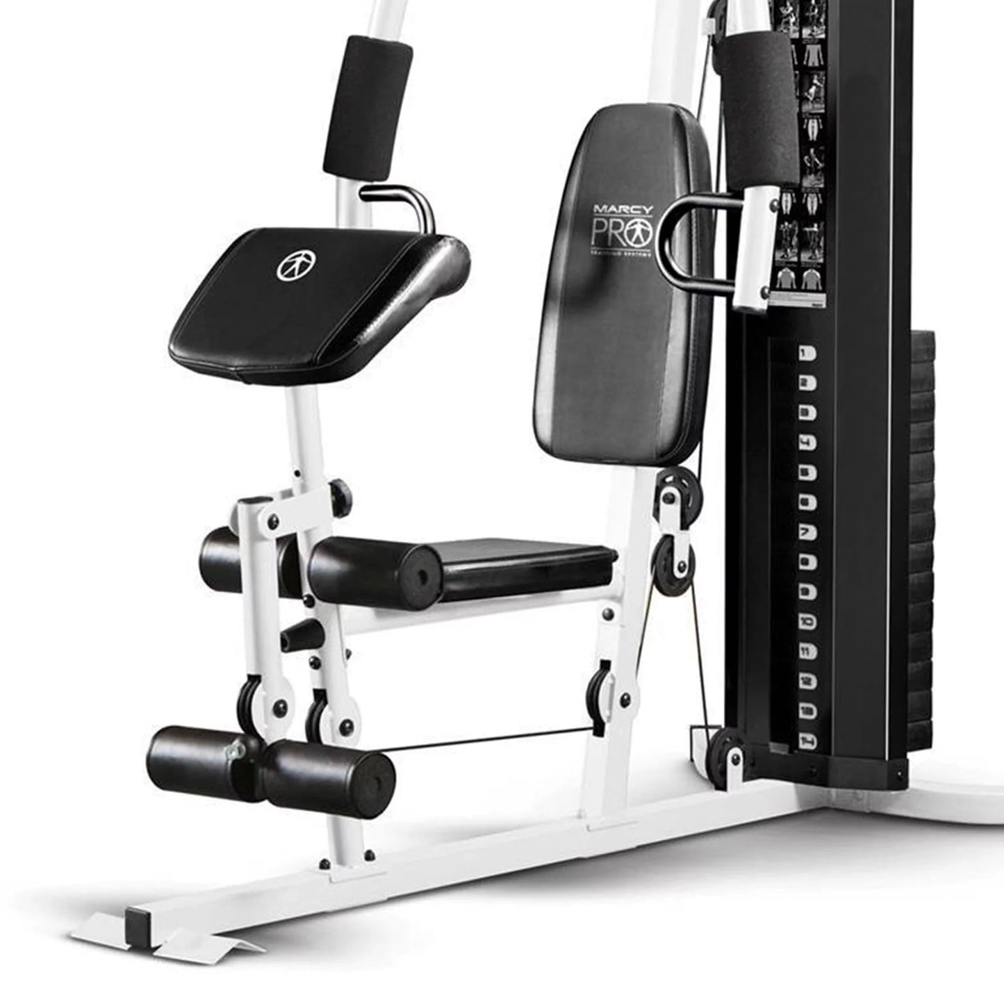 Fitness Essentials home gym workout station with weights for full-body training and strength exercises.