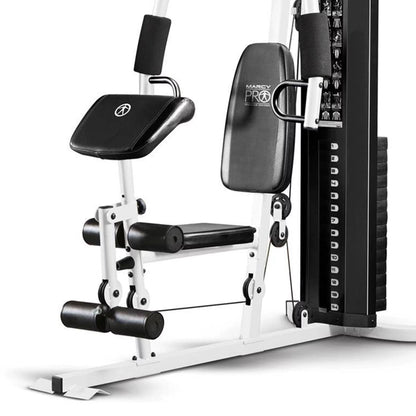 Fitness Essentials home gym workout station with weights for full-body training and strength exercises.