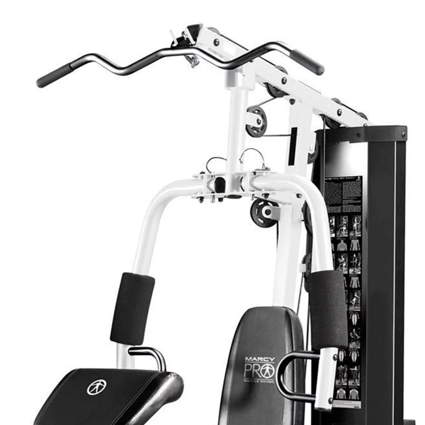 Fitness Essentials home gym workout station with weights for full-body training, including various exercise equipment and stations