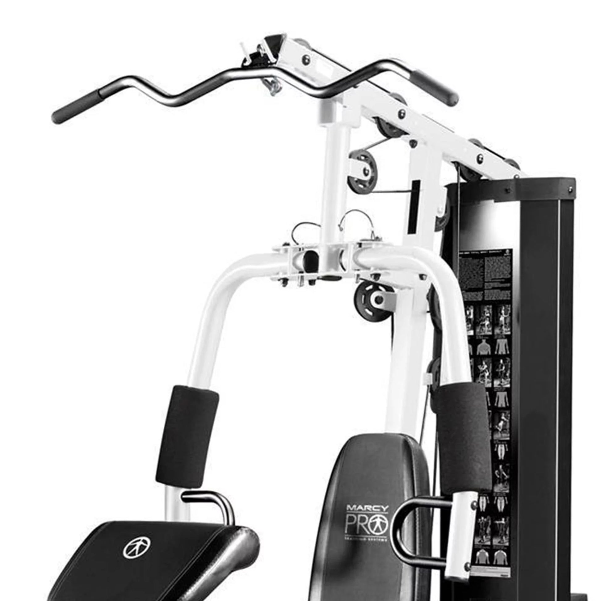 Fitness Essentials home gym workout station with weights for full-body training, including various exercise equipment and stations