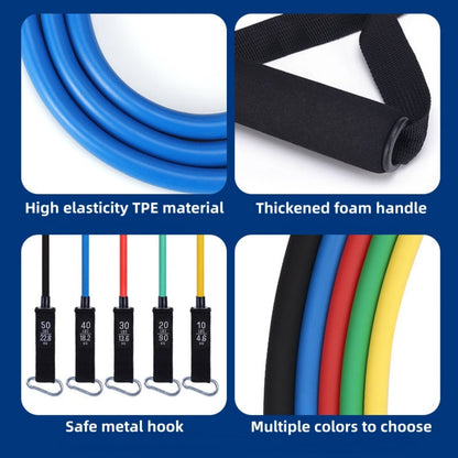 Fitness Essentials professional resistance bands set with handles for stretching, strength training, and home fitness exercises.