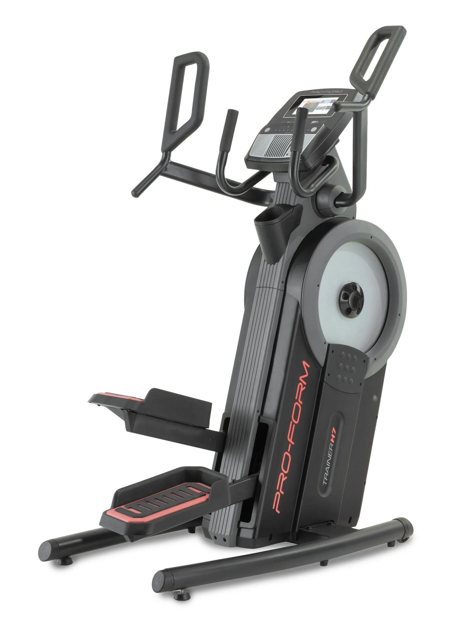 Fitness Essentials Trainer H7 iFit-enabled elliptical with 7-inch touchscreen display and built-in fan for a full-body workout.