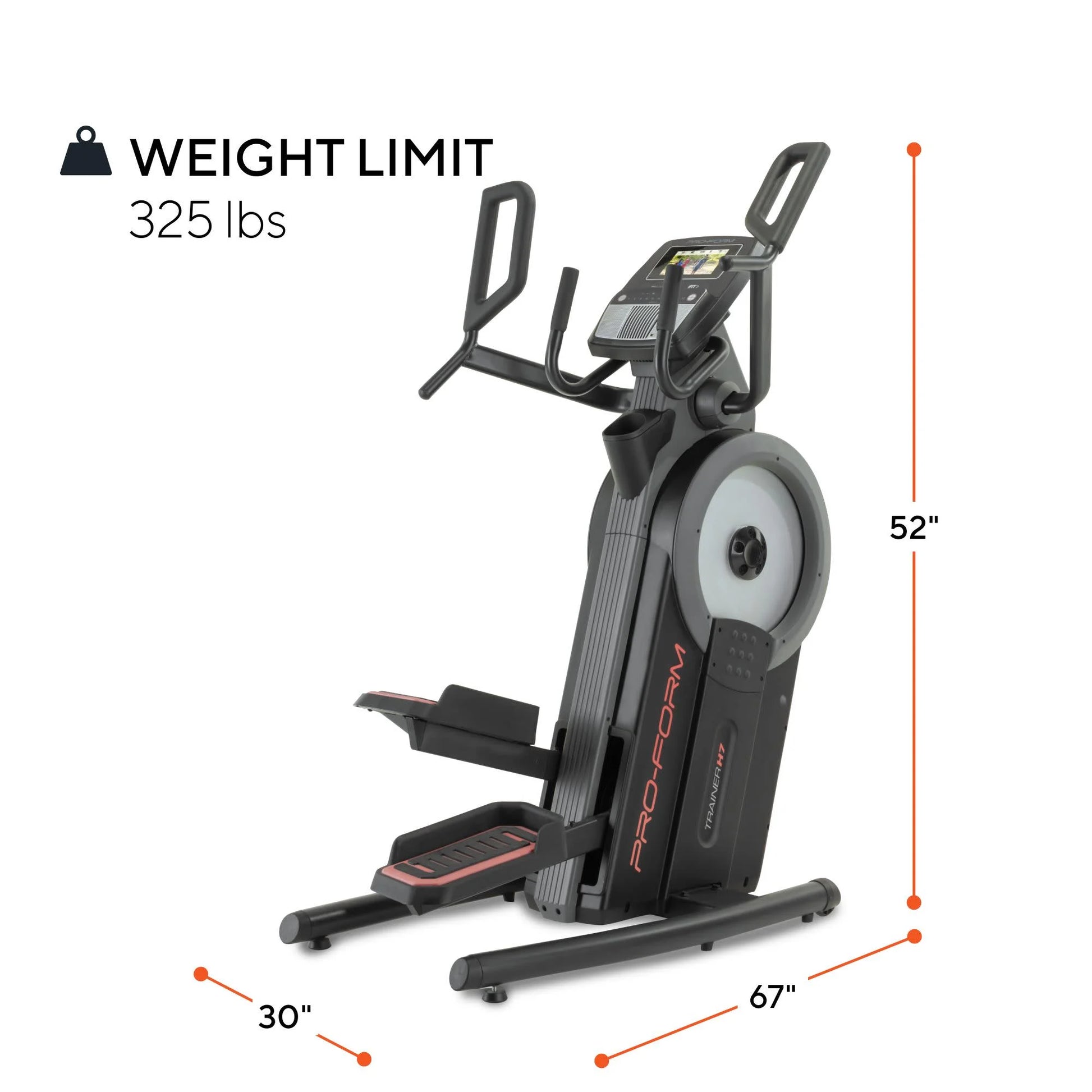 Fitness Essentials Trainer H7 iFit-enabled elliptical with 7-inch touchscreen and built-in fan for an engaging workout experience.