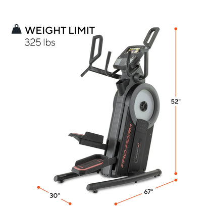 Fitness Essentials Trainer H7 iFit-enabled elliptical with 7-inch touchscreen and built-in fan for an engaging workout experience.