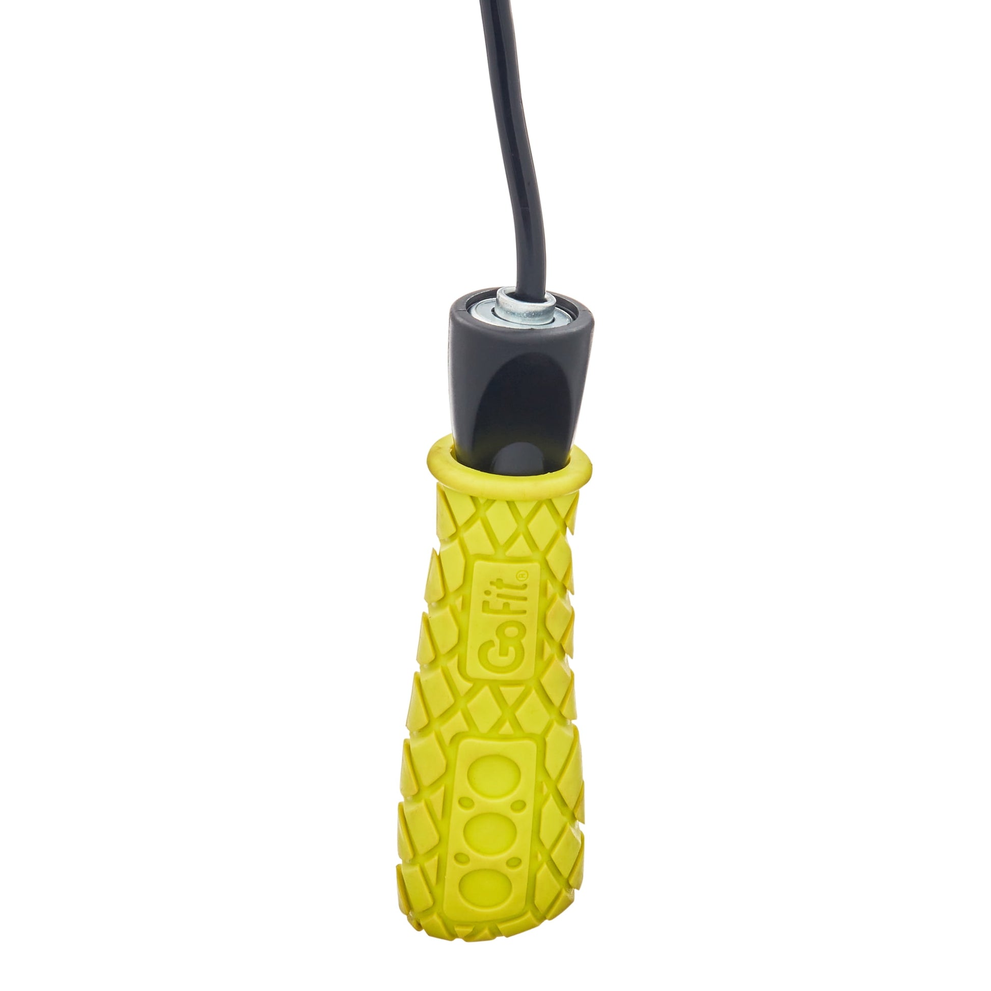 Fitness Essentials Pro Speed Jump Rope with 9ft adjustable PVC rope and padded foam grips for cardio and endurance training.