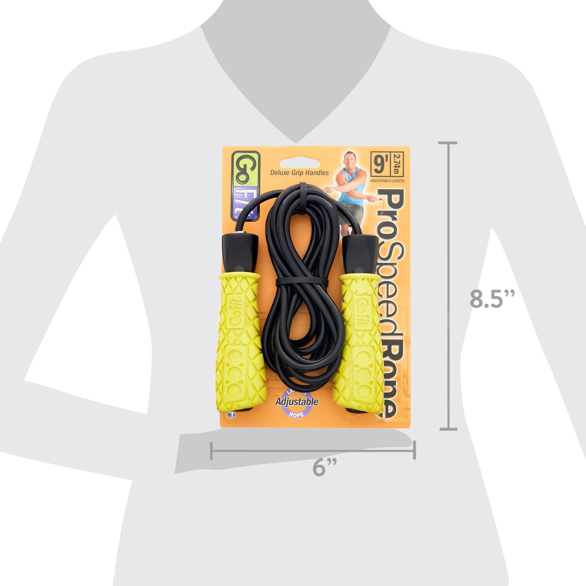 Fitness Essentials Pro Speed Jump Rope, 9ft adjustable PVC rope with padded foam grips for cardio and endurance training.