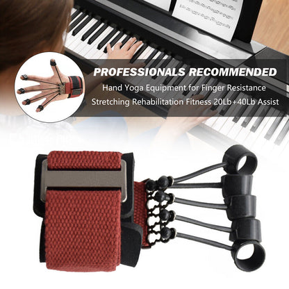 Green hand resistance bands from Fitness Essentials, finger stretcher and grip strengthener for finger and hand exercises.