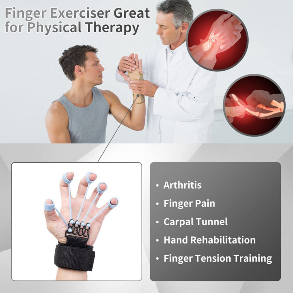 Green Fitness Essentials hand resistance bands finger stretcher and grip strengthener for finger extension and muscle training.