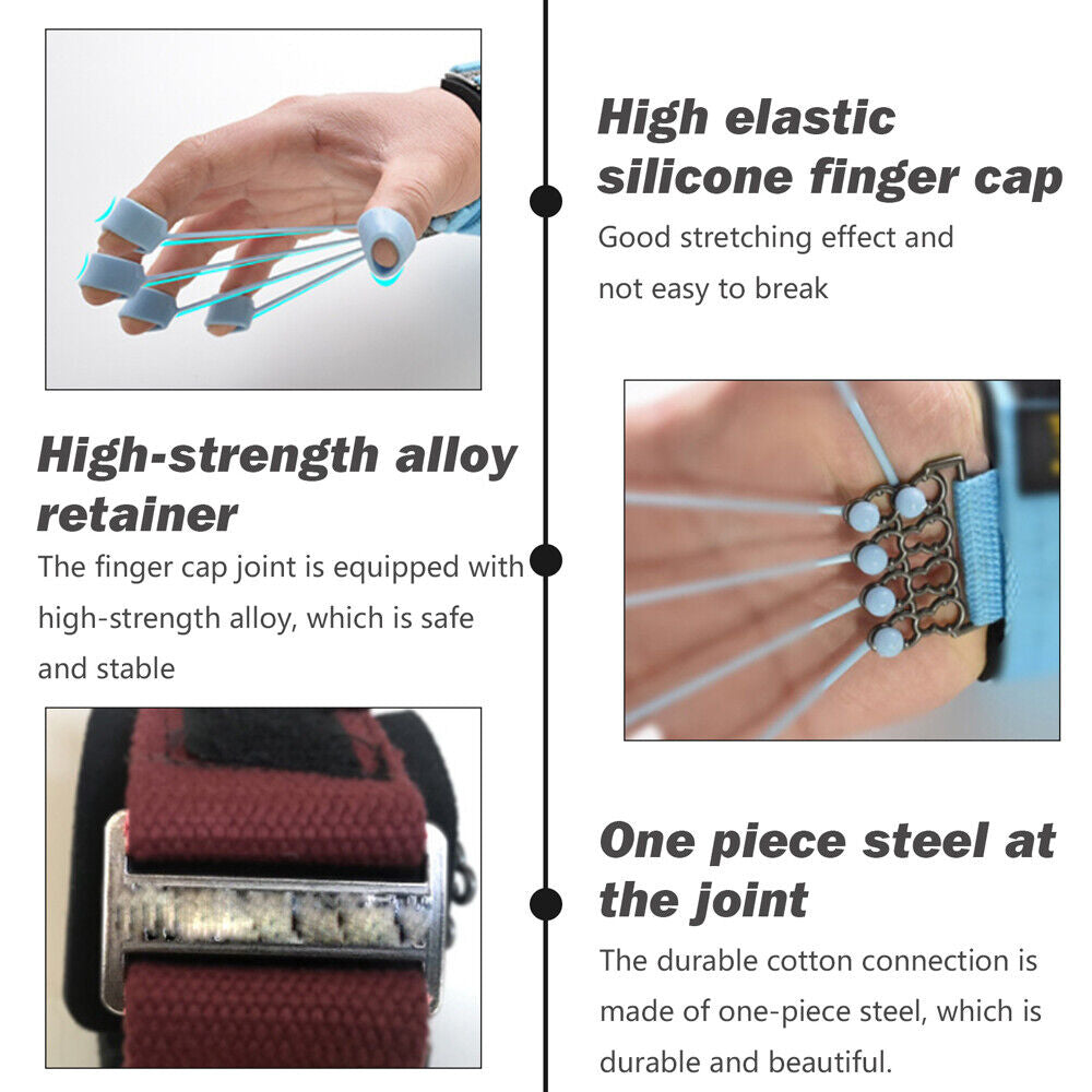 Green hand resistance bands by Fitness Essentials, finger stretcher and grip strengthener for finger and hand exercise.
