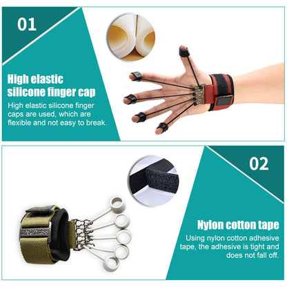 Green Fitness Essentials hand resistance bands finger stretcher and grip strengthener for finger extension and hand exercise.