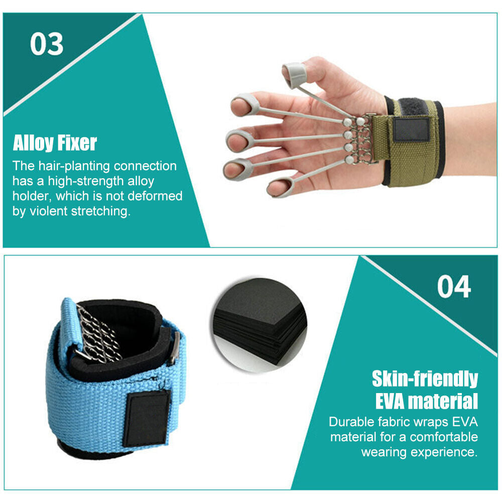 Green hand resistance bands by Fitness Essentials, 20lbs finger stretcher and grip strengthener for finger and hand exercises.