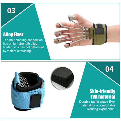 Green hand resistance bands by Fitness Essentials, 20lbs finger stretcher and grip strengthener for finger and hand exercises.