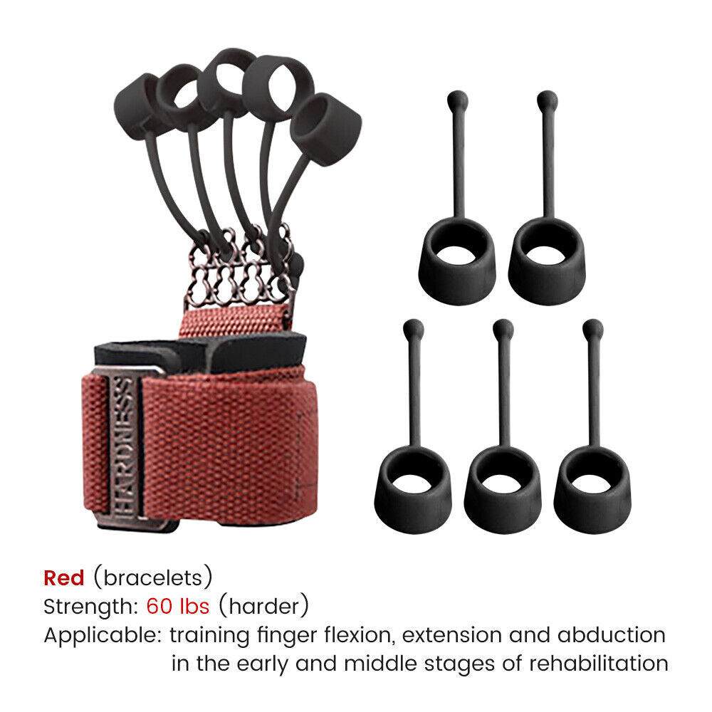 Green Fitness Essentials hand resistance bands finger stretcher and grip strengthener for finger extension and hand exercise.