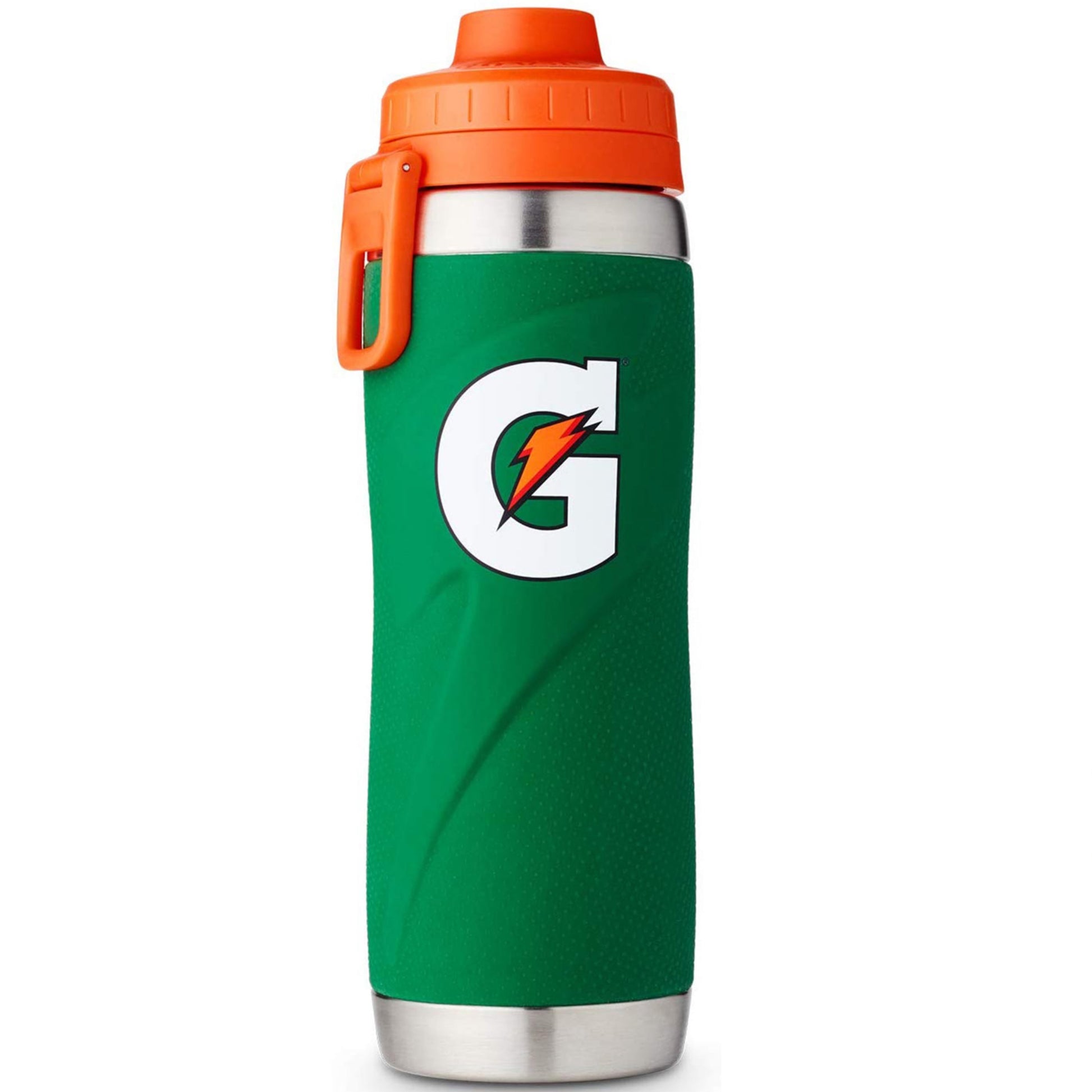 Green insulated 32oz stainless steel sport bottle by Fitness Essentials, designed for staying hydrated on the go.