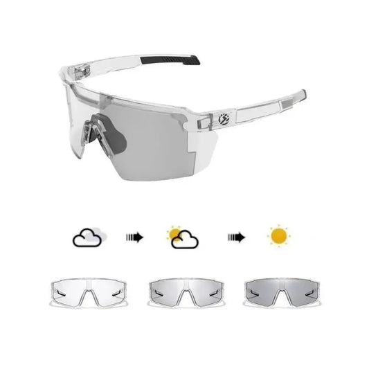 Photochromic polarized safety sunglasses for men and women, oversized vintage aviator style with UV400 protection.