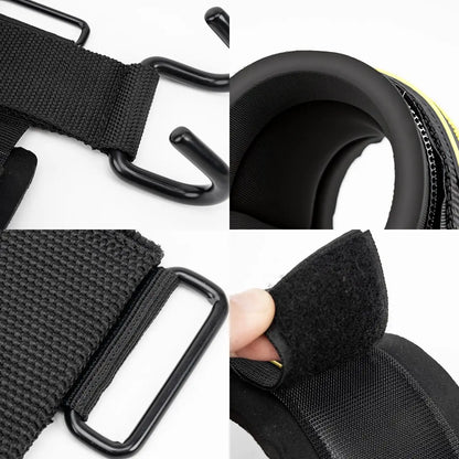 Fitness Essentials Manueklear weight lifting hooks with padded wrist wraps, heavy-duty double metal hooks, adjustable straps for training.