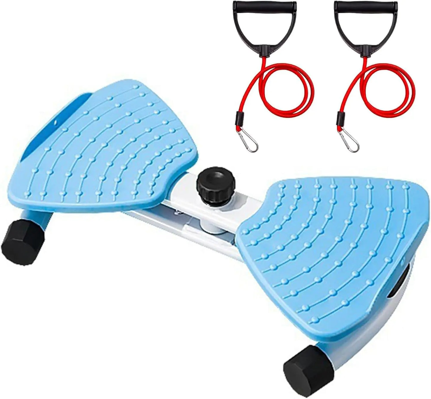 Pink 2-in-1 waist twister and leg step trainer with resistance bands for full-body toning, portable and low-impact fitness from Fitness Essentials.