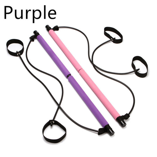 Fitness Essentials purple Pilates and yoga bar for slimming, abdominal, and chest exercises, multifunctional tension fitness bar.