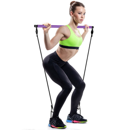 Purple Fitness Essentials Pilates and yoga bar for fitness, slimming, abdomen, and chest toning, multifunctional tension body expander.
