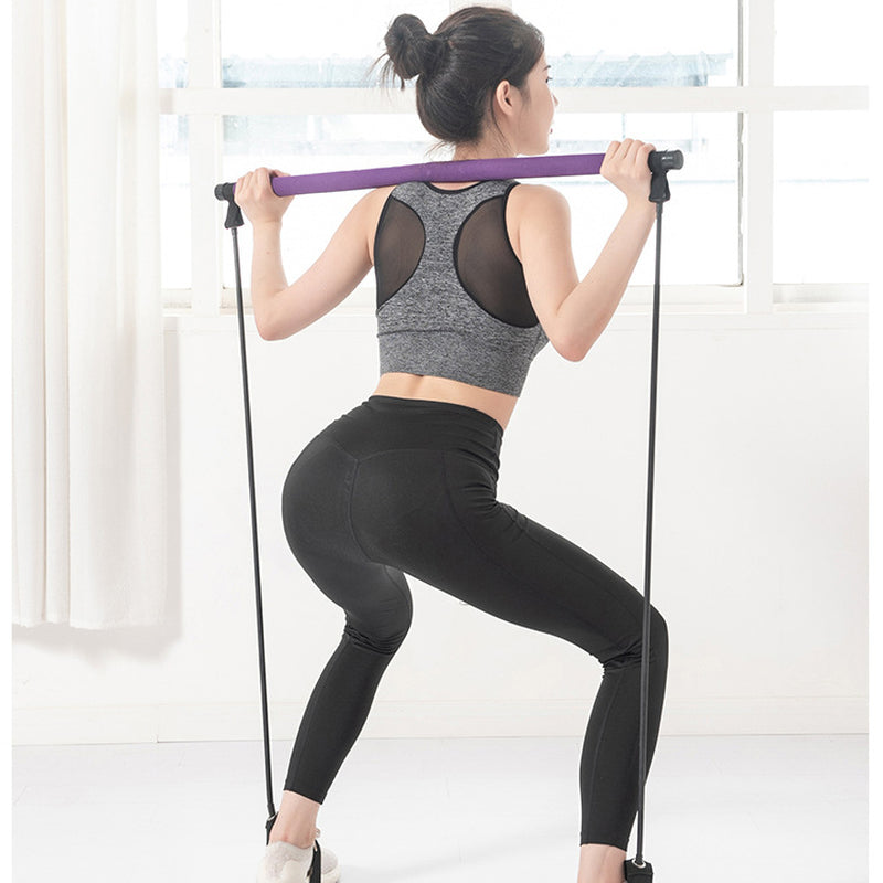 Purple Fitness Essentials Pilates and yoga bar for slimming, abdominal, chest exercises, and full-body fitness training.