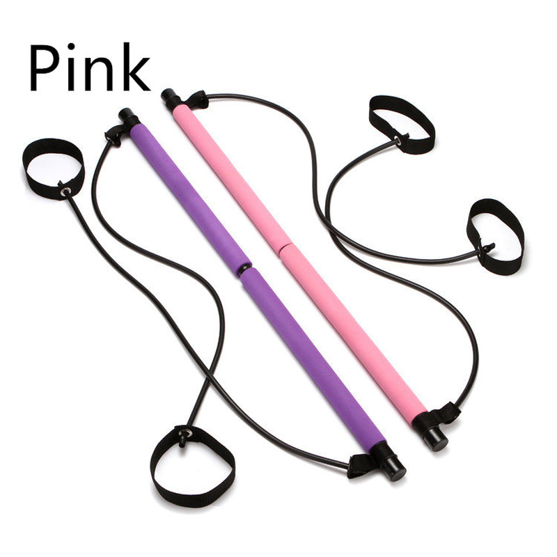 Fitness Essentials purple Pilates and yoga bar for slimming, abdominal, and chest exercises, multifunctional tension bar for fitness.