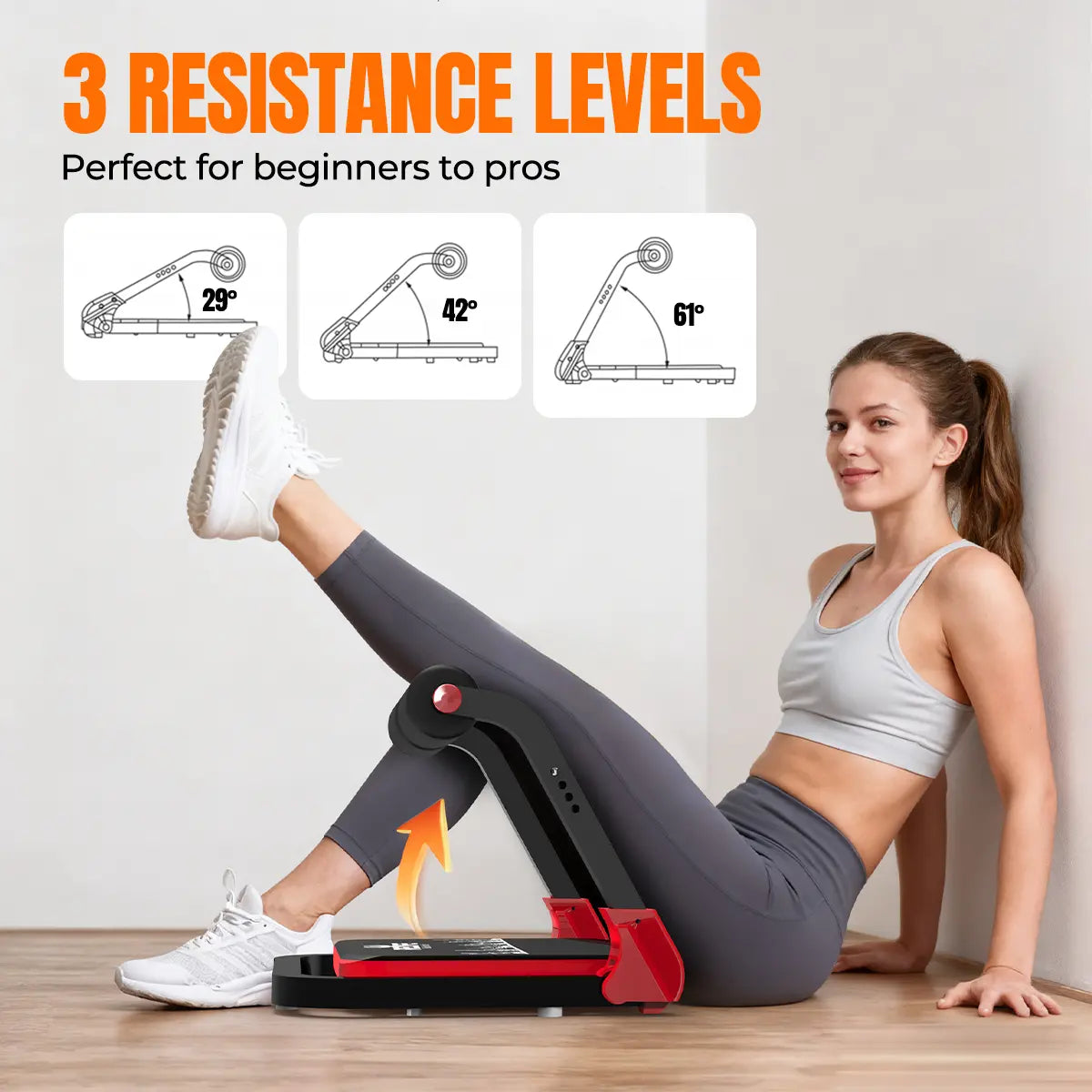 Red RELIFE REBUILD YOUR LIFE sit-up machine by Fitness Essentials for core workouts, abdominal crunches, and roll-ups at home gym.
