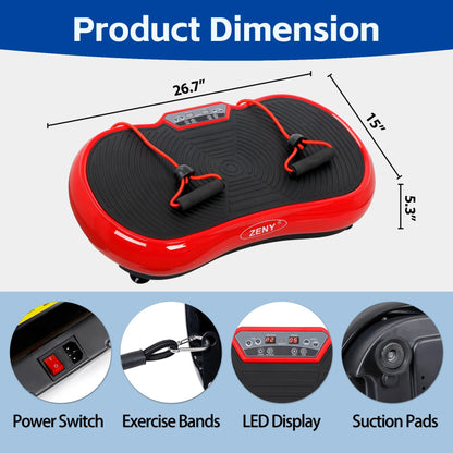 Red Fitness Essentials vibration plate exercise machine for full body workouts with Bluetooth, designed for home use.