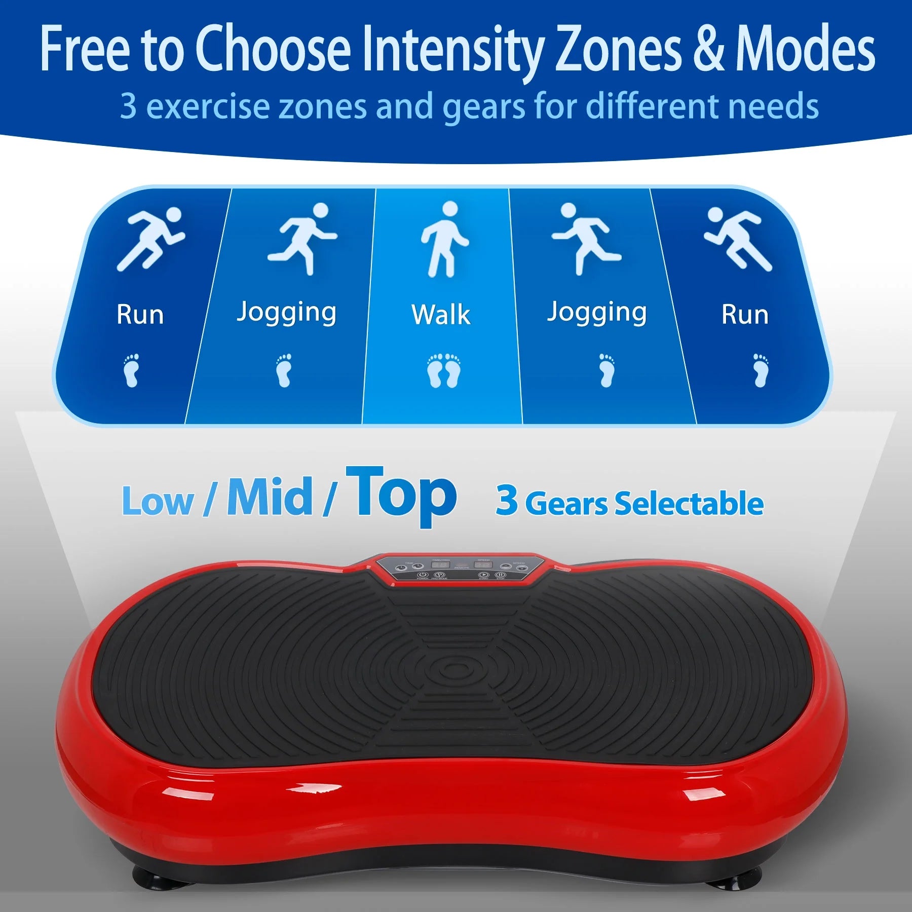 Red Fitness Essentials vibration plate exercise machine for full-body workouts with Bluetooth at-home fitness platform