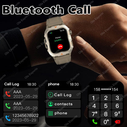 Fitness Essentials men's sports smart watch with 1.71-inch screen, blood oxygen monitor, Bluetooth, LED flashlight, and multi-sport features.