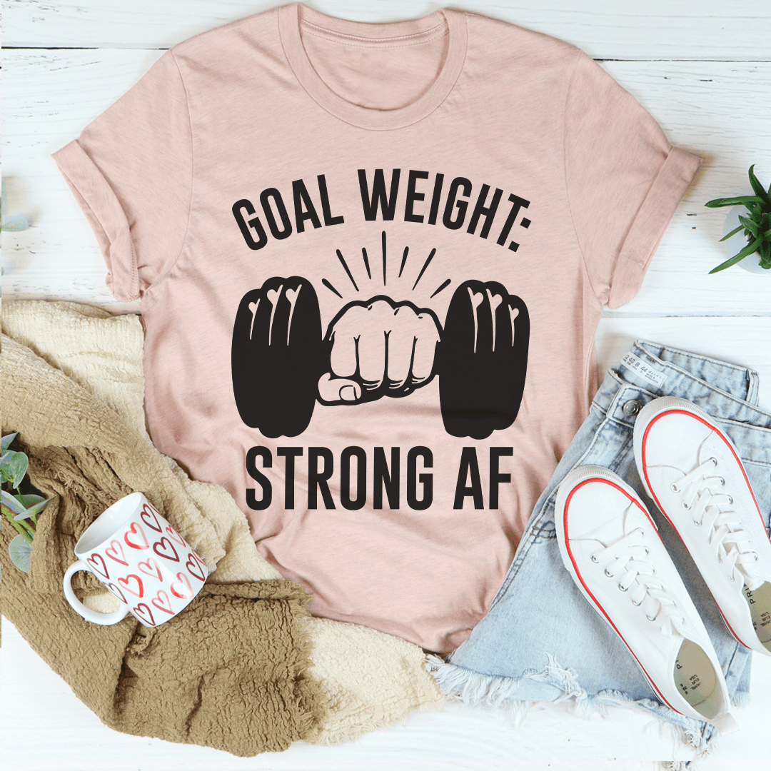 Goal Weight Tee in Heather Prism Peach, a goal weight fitness t-shirt for training and casual wear.