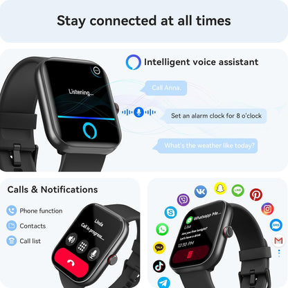 Gydom fitness tracker smartwatch with 1.91" display, heart rate monitor, blood oxygen, sleep tracking, waterproof, for iOS and Android.