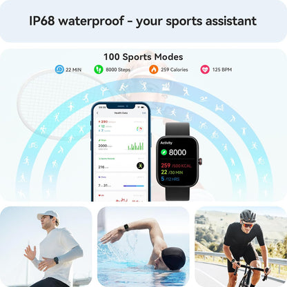 Gydom fitness tracker smartwatch with 1.91-inch display, heart rate, blood oxygen, sleep monitor, step counter, and waterproof design.