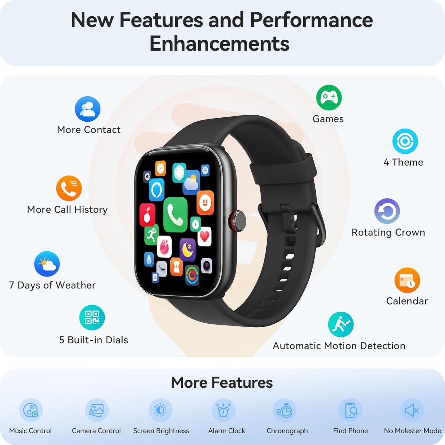 Gydom fitness tracker smartwatch with 1.91-inch display, heart rate, blood oxygen, sleep monitor, step counter, waterproof, for iOS and Android